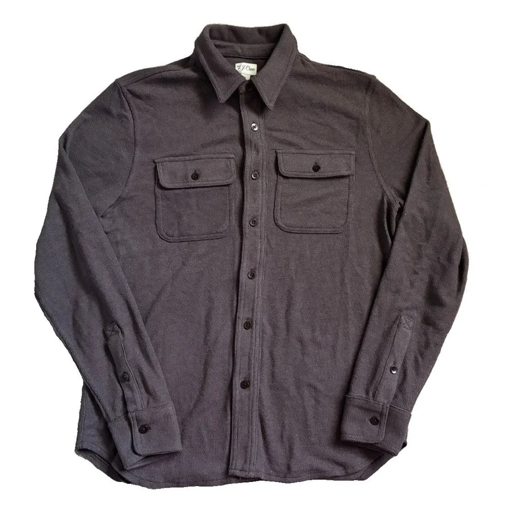 J.Crew Long Sleeve Texture Sweater Workshirt Shirt Men S Brown Cotton Poly Blend